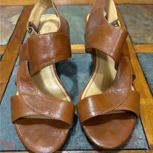 Nine West Brown Leather Women's Sandals